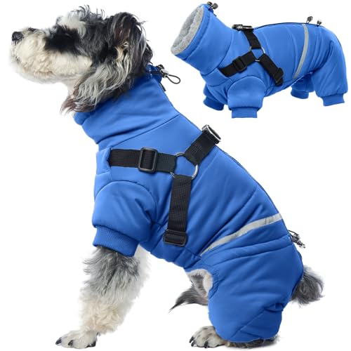Hundemantel Mit Beinen Und Bauchschutz - Winterjacke Für Hunde, Warm Coats & Jackets, Hundeanzug Winter Fleece (Blau, XL) von PUMYPOREITY