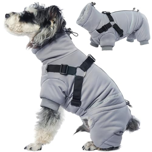 Hundejacke Winterweste Jacken Outdoor Hundemantel Hundepullover Hunde Schneeanzug Haustier Skifahren Kostüm Baumwolle Gepolsterte Weste Mit Brustgurt Gurt Chihuahua Kleidung Winter(Grau, L) von PUMYPOREITY