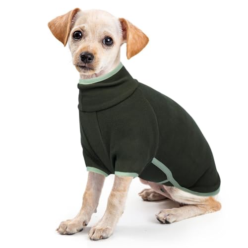 Hundepullover Fleece, Warme Hundejacke Kleine Hunde Hundepullover Winter Hundepulli Winterweste Winteranzug Hundekleidung Winter mit Reflektierende Streifen(Armeegrün, XS) von PUMYPOREITY