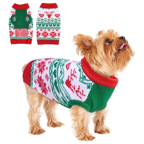 Hundepullover Weihnachten, Wintermantel Kleidung Weihnachten Hundepulli Christmas Sweater Haustier Weihnachten Warme Hundepullover Winter Kostüm Weihnachtsmuster für Hunde(S) von PUMYPOREITY