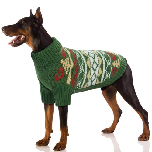 Hundepullover XL, Hundemantel Strickpullover für Hunde Winter Hundepulli Weihnachten (Grün, XL) von PUMYPOREITY