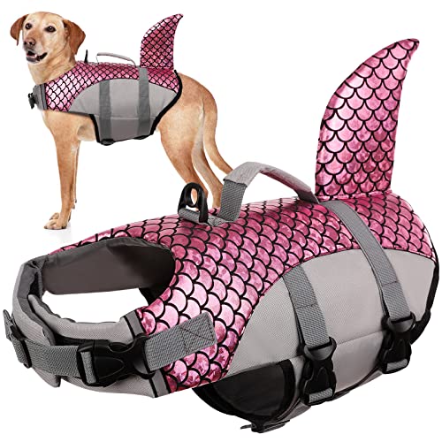 Hundeschwimmweste, Schwimmhilfe für Hunde Schwimmweste zum Schwimmen mit Starkem Auftrieb und Rettungsgriff Schwimmkörper für Haustier zum Schwimmen Bootfahren Kanufahren und Wassersport(Rosa, XL) von PUMYPOREITY