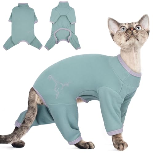 Katzen Kleidung, Katzenmantel Winter Katze Klamotten Op Body Katze Lange Beine Katzen Anzug Nach Op(Bohnen grün, XL) von PUMYPOREITY