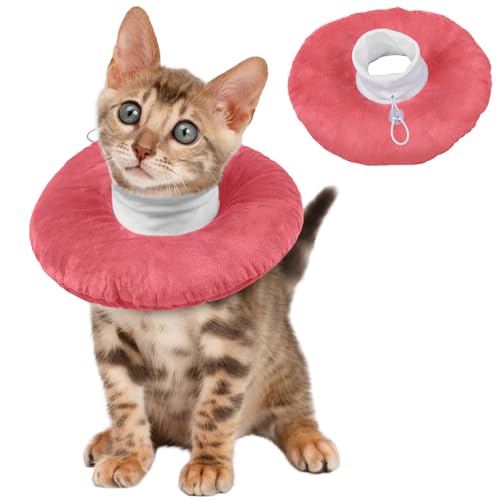 Katzenkragen, Kragen Katze Donut Leckschutz Halskragen Katze Schutzkragen Weich Wiederherstellung Halsband Katze nach Operation Katzenhalsband(Rosa, S) von PUMYPOREITY