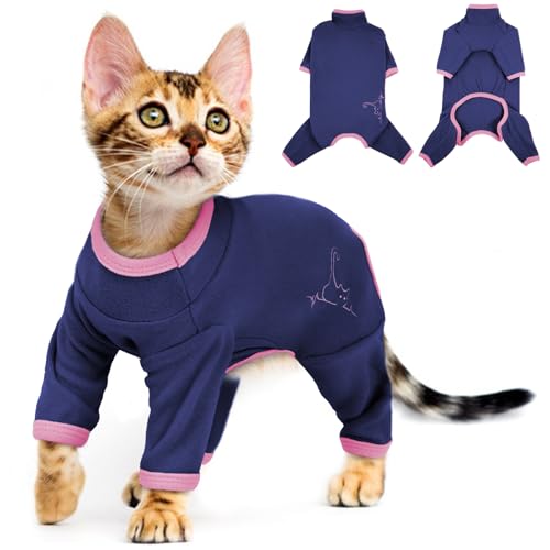Kitten Wintermantel, Katzenpullover Winter Kitten Kleidung Katzenmantel Warm Katzenbody Nach Op Katzenbekleidung für Katzen(Blau, XS) von PUMYPOREITY