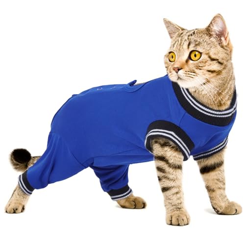 Leckschutz Katze Hinterbein, Katzenbody Hinterbeine Recovery Suit Katze Op Body Hündin genesungsanzug für Katzen Katzenbandage Hinterbeine Medical pet Shirt Katze(Königsblau, L) von PUMYPOREITY