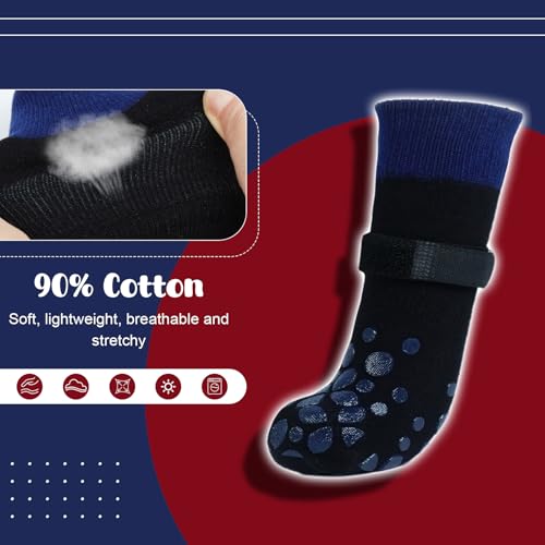 PUMYPOREITY 2 Paar Anti-Rutsch-Hundesocken, Pfotenschutz Katze Socken für den Pfotenschutz von Hunden mit verstellbarem Klettverschluss(Blau, S) von PUMYPOREITY