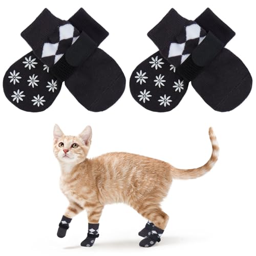 PUMYPOREITY 2 Paar XS Hundesocken, Hundesocken für Kleine Hunde Stoppersocken Hunde Antirutschsocken Socken für Katzen Pfotenschutz(Schwarz, XS) von PUMYPOREITY