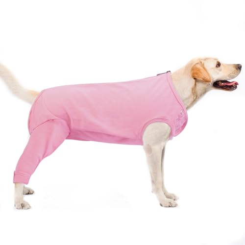 PUMYPOREITY Op Body Hund, Hundebody Nach Op Hündin Lange Beine Kastrationsbody Hund Rüde Op Schutz Hinterbeine Leckschutz Nach Op Beinschutz Hinten Hund Hinterbeine Ärmel Leckschutz(Rosa, L) von PUMYPOREITY