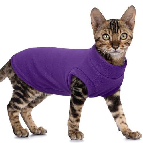 PUMYPOREITY Fleece-Katzenweste, dickes Hemd für den Winter, kaltes Wetter, weicher Wintermantel, Pullover für Katzen, Lila, L PUMYPOREITY Fleece-Katzenweste, dickes Hemd für den Winter, kaltes Wetter, weicher Wintermantel, Pullover für Katzen, Lila, L von PUMYPOREITY