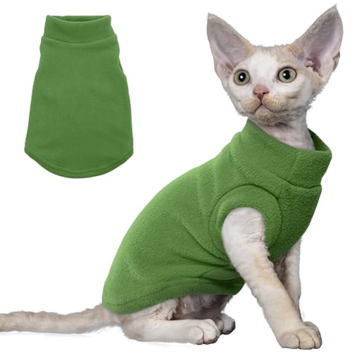 PUMYPOREITY Fleece-Katzenweste, dickes Shirt für den Winter, kaltes Wetter, weicher Kätzchenpullover für Katzen, Grün, Größe M PUMYPOREITY Fleece-Katzenweste, dickes Shirt für den Winter, kaltes Wetter, weicher Kätzchenpullover für Katzen, Grün, Größe M von PUMYPOREITY