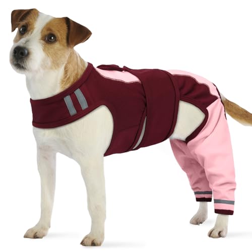 PUMYPOREITY Hundebody Nach Op, Hundebody Rüde Lange Hinterbeine Ellenbogenbandage Hund Hinterbeine Op Anzug Medical Pet Shirt Kniebandage Hinterbein(Rosa, XS) von PUMYPOREITY