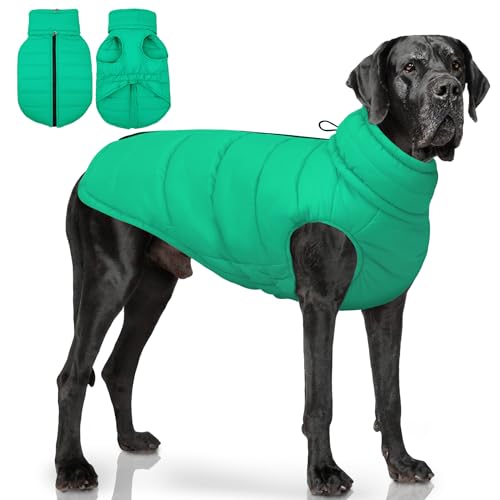 PUMYPOREITY Hundemantel mit abnehmbarem Schal, warm gepolstert, für kaltes Wetter, winddicht, leicht, Schneeanzug, wasserabweisend, Thermo-Winterjacke für kleine, mittelgroße und große Hunde von PUMYPOREITY