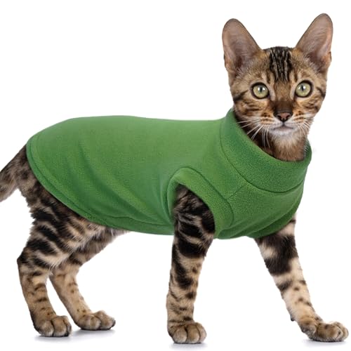 PUMYPOREITY Hundepullover, Fleece-Weste, weicher Wintermantel für mittelgroße Hunde und Katzen, Haustierpullover für kaltes Wetter, Grün, XL von PUMYPOREITY