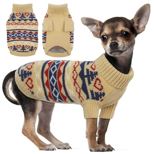 PUMYPOREITY Hundepullover, gestrickter kleiner Hundepullover, Rollkragenpullover, Welpenpullover, Hunde-Weihnachtspullover für Jungen Mädchen, Hunde-Halloween-Pullover für Chihuahua, Französische von PUMYPOREITY