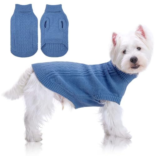 PUMYPOREITY Hundepullover für mittelgroße Hunde, Mädchen und Jungen, dehnbarer Hunde-Wintermantel, einfach anzuziehen, Haustier-Rollkragen, dickes, warmes Sweatshirt, Winter-Strickpullover, gemütliche von PUMYPOREITY