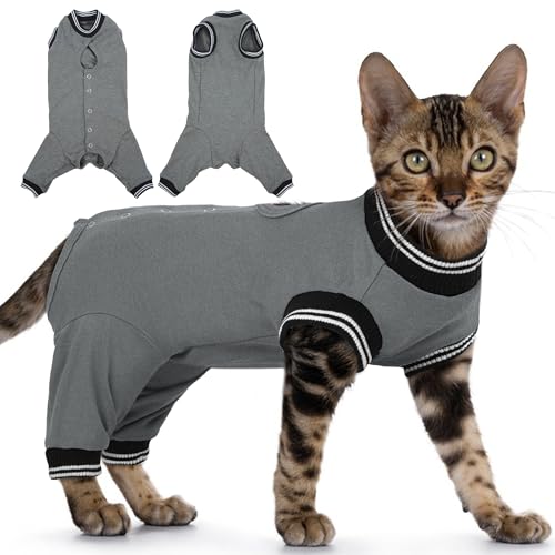 PUMYPOREITY Katzen-Genesungsanzug für Hinterbeine, chirurgischer Katzen-Spay-Anzug mit Beinärmeln, um das Lecken zu stoppen, lange hintere Ärmel, Wundabdeckung, Bauch, Kätzchen, Einteiler, Grau, M PUMYPOREITY Katzen-Genesungsanzug für Hinterbeine, chirurgischer Katzen-Spay-Anzug mit Beinärmeln, um das Lecken zu stoppen, lange hintere Ärmel, Wundabdeckung, Bauch, Kätzchen, Einteiler, Grau, M von PUMYPOREITY