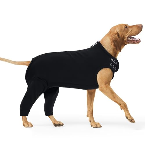 PUMYPOREITY Wundschutzanzug Hund, Op Body Nach Kastration Ellbogenschoner Leckschutz Hinterbeine Halskrause Hunde Beinschutz Knieschoner Recovery Sleeve Hunde Schutzbody(Schwarz, 2XL) von PUMYPOREITY