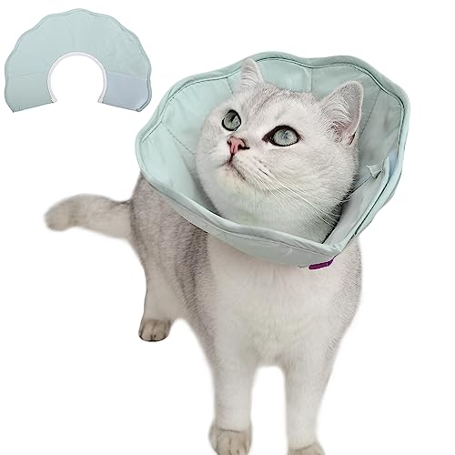 PUMYPOREITY Pet Protection Cover, Protective Collar for Cats Cone Adjustable for Recovery Protective Healing Neck Collar After Surgery Anti-Bite/Lick(Hellgrün, M) von PUMYPOREITY