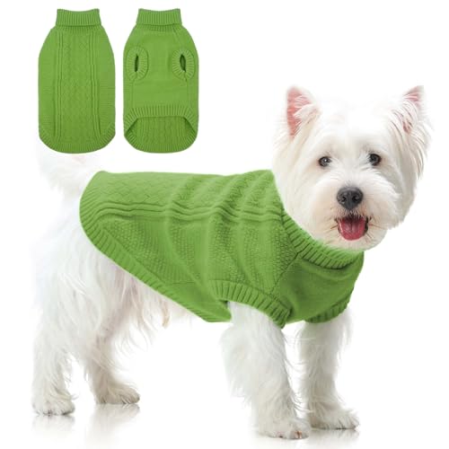 PUMYPOREITY Pullover für kleine Hunde, Thermo-Strickpullover, gemütliche Passform, Haustier-Rollkragenpullover, dickes, warmes Sweatshirt, Winterkleidung, hoher Halsausschnitt, dehnbarer von PUMYPOREITY