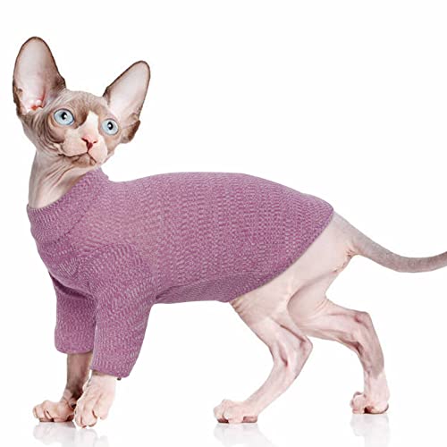 PUMYPOREITY Sphynx Haarlose Katze Baumwolle Kleidung Pullover Niedlich Rollkragen Atmungsaktiv T-Shirts Weste Kätzchen Weiche Bekleidung(Rot, XL) von PUMYPOREITY