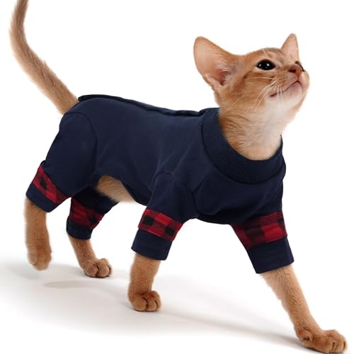 PUMYPOREITY Sphynx Katzenkleidung, dehnbarer Pullover, weiches haarloses Hemd, Pullover, Pyjama, Blau, Größe XS von PUMYPOREITY