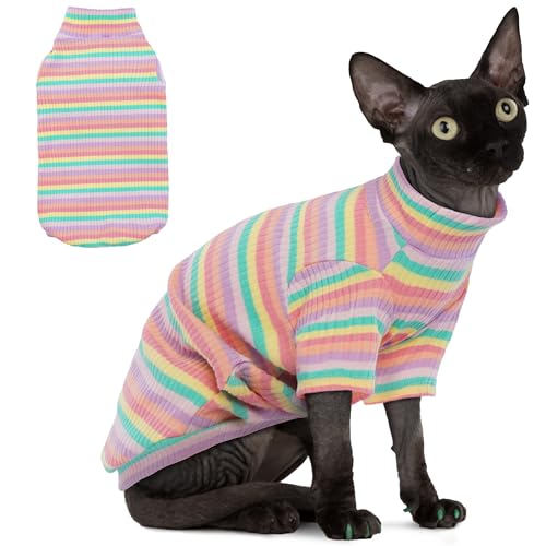 PUMYPOREITY Sphynx Katzenkleidung Rollkragen Sphynx Katzenpullover Katzenkleidung nur für Katzen, Svinx haarlose Katze Kätzchen Kleidung Onesie, M von PUMYPOREITY