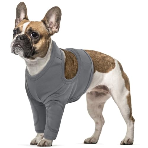 Vorderbein Ärmel für Hunde, Single Front Leg Recovery Sleeve Hund Vorderbeinschoner Ellenbogenbandage Protector für Hot Spots Wunden Bandagen Hundeschenkel Schutz Bodysuit(Grau, S) von PUMYPOREITY