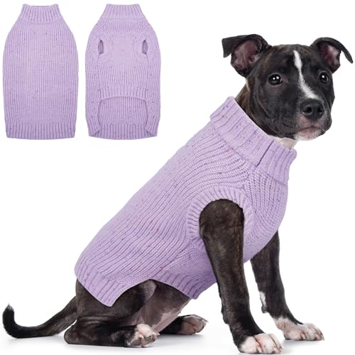 Warme Hunde-Strickware für Frühling, Herbst, Winter, Weihnachten, kaltes Wetter, Größe XL, Violett von PUMYPOREITY