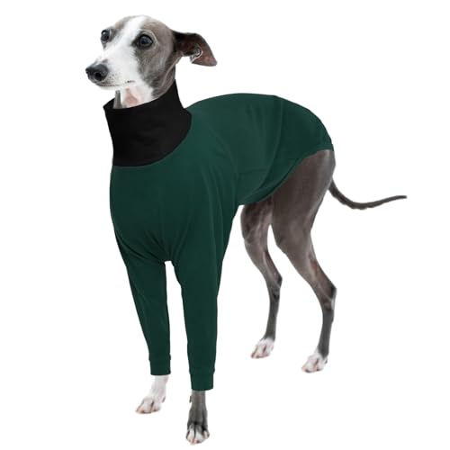 Whippet Mantel, Hundepullover Windhund Hundemantel Windhund Greyhound Sweater Fleece Whippet Kleidung Hundeschlafanzug Hundepulli Hunde Pyjama(Armeegrün, S) von PUMYPOREITY