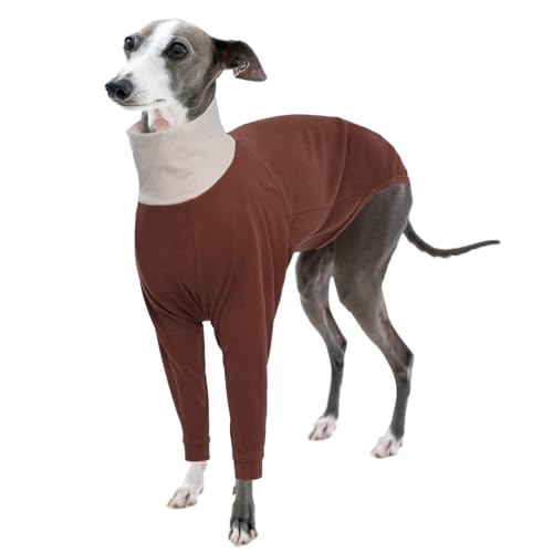Whippet Mantel, Hundepullover Windhund Hundemantel Windhund Greyhound Sweater Fleece Whippet Kleidung Hundeschlafanzug Hundepulli Hunde Pyjama(Braun, S) von PUMYPOREITY