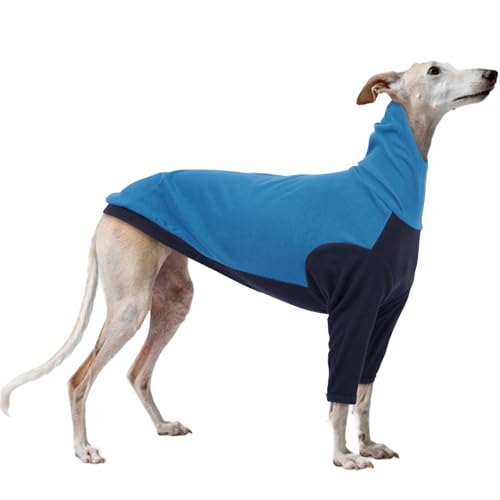Whippet Mantel, Hundepullover Windhund Hundemantel Windhund Greyhound Sweater Fleece Whippet Kleidung Hundeschlafanzug Hundepulli Hunde Pyjama(Blau, S) von PUMYPOREITY