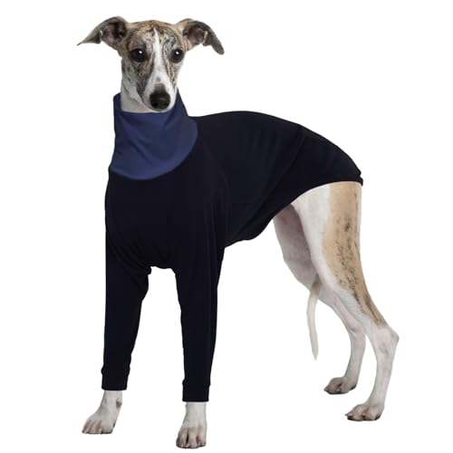 Windhund Mantel Fleece, Winter Hundepullover Strickpullover Windhund Sweater Hundejacke Große Hunde Winter Pullover Lurchers Mantel Windhund Sweatshirt(Schwarz, L) von PUMYPOREITY