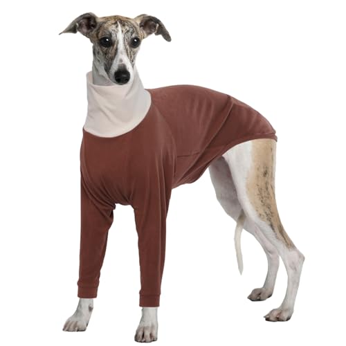 Windhund Pullover, Windhund Winter Jacke Fleece Strickpullover Hund Groß Greyhound Hundemantel Windhund Schlafanzug Jacke Salukis Mantel(Braun, XL) von PUMYPOREITY