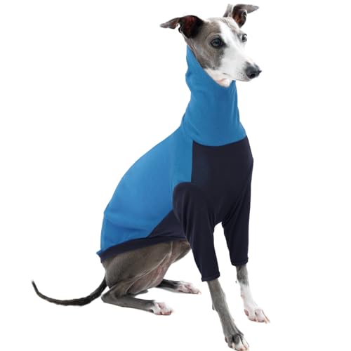 Winter Pullover Lurchers, Fleecemantel Windhund Pyjama Fleece Hundeweste Warm Greyhound Wintermantel Dog Jumper Hunde Schlafanzug(Blau, L) von PUMYPOREITY