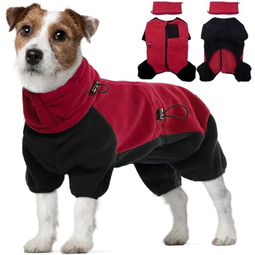 Wintermantel Hund, Hundepullover Mittelgroße Hunde Fleecemantel Hunde Thermomantel Hundemantel mit Bauchschutz Hundeanzug Winter(Rot, M) von PUMYPOREITY