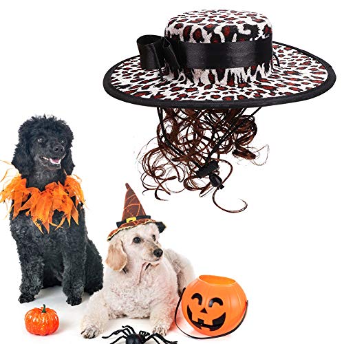 PUNELE Einzigartige Weiße Leopard Kleine Hunde Halloween Weihnachtskleidung Accessoires Perücke Hut Cloak, Geeignet für Partys, mit Komfortables Stoff, S, M, L Verfügbar (L) von PUNELE