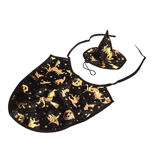 PUNELE Haustier Halloween Cape Wizard Hut, Niedliche Verstellbare Halloween-Kleidung für Familien Feiern, in Gold und Schwarz PUNELE Haustier Halloween Cape Wizard Hut, Niedliche Verstellbare Halloween-Kleidung für Familien Feiern, in Gold und Schwarz von PUNELE