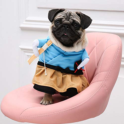 PUNELE Lustiges Samurai-Haustierkostüm aus Polyester, Halloween-Party, Cosplay-Kleidung, für Hunde und Katzen (XL) von PUNELE