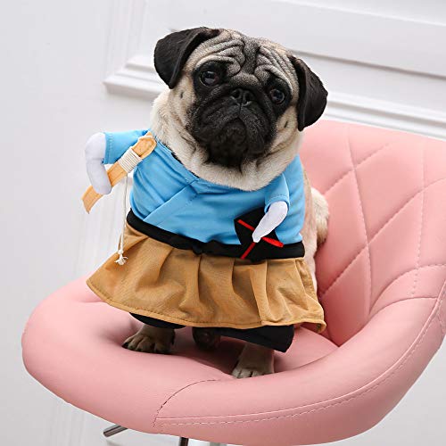 PUNELE Lustiges Samurai -Haustierkostüm für Hund, Party Halloween Cosplay -Kleidung, Mehrere Größen für Katzen, Innen Im Freien mit Katzenkostüm (M) von PUNELE