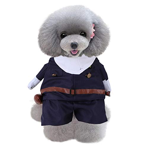 PUNELE Niedliches Halloween-Kostüm für Haustiere, Arzt, Polizei, aus Polyester, für Katzen und Hunde (S Marineblaue Polizei) von PUNELE