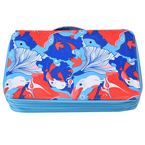 PUNELE Rose Pencil Case Große Kapazität 120 Slots School Pencil Case Student Bleistifthalter mit Integriertem Stifthalter Tragbarem Griff für Einfache Trage und Verwendung (Blau) von PUNELE