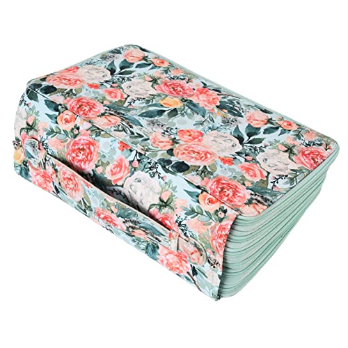 PUNELE Rose Pencil Case Große Kapazität 120 Slots School Pencil Case Student Bleistifthalter mit Integriertem Stifthalter Tragbarem Griff für Einfache Trage und Verwendung (Grüne Rose) von PUNELE