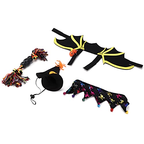 PUNELE Schwarzes Fledermaus -Haustierkostüm mit Kürbisglocken, Niedliche Halloween -Katzen -Kostüm -Set für Katzen Cosplay Party Dekoration (L) von PUNELE