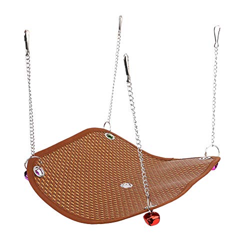 PUNELE Strohhamster -Hängemattenkühlung Atmungsaktives Mattenhängebett, Mehrere Glocken, Einfache Installation für Kleine Tiere, L/M/s -Größen, Waschbar (Großgröße 50x40 cm) von PUNELE