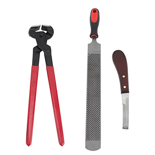 -Trimmkit, Doppelseitige Stahldatei, Hufmesser, Hufzange für Pferde -Viehelel mit Komfortables Griff und Ergonomisches Design, Ideal für Hufreparaturarbeiten von PUNELE