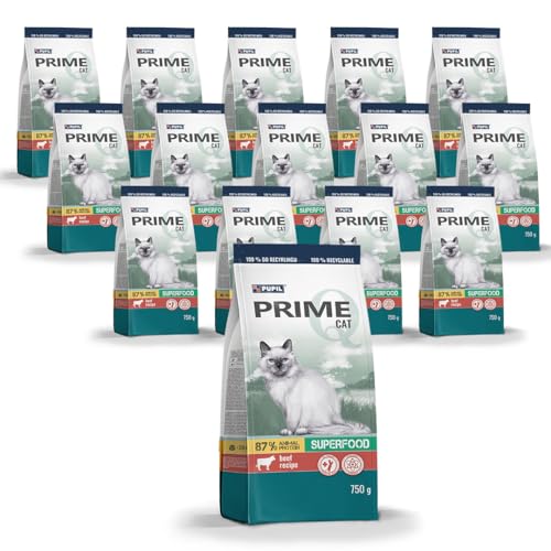 PUPIL PRIME Alleinfuttermittel Trockenfutter für ausgewachsene Katzen mit Rindfleisch und Gemüse Paket 15 x 750g von PUPIL PRIME