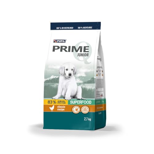 PUPIL PRIME JUNIOR Trockenfutter für Welpen, Junge Hunde, trächtige und säugende Hündinnen mit Hähnchen und Reis, 2,7 kg. von PUPIL PRIME
