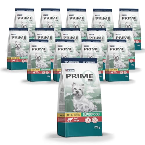 PUPIL PRIME Trockenfutter für ausgewachsene Hunde Kleiner und Kleinster Rassen mit Rindfleisch und Leber, Paket für Mini Hunde 15 x 720g von PUPIL PRIME