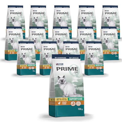 PUPIL PRIME Trockenfutter für ausgewachsene Katzen mit Hähnchen, Leber und Gemüse, Paket 15 x 750g von PUPIL PRIME